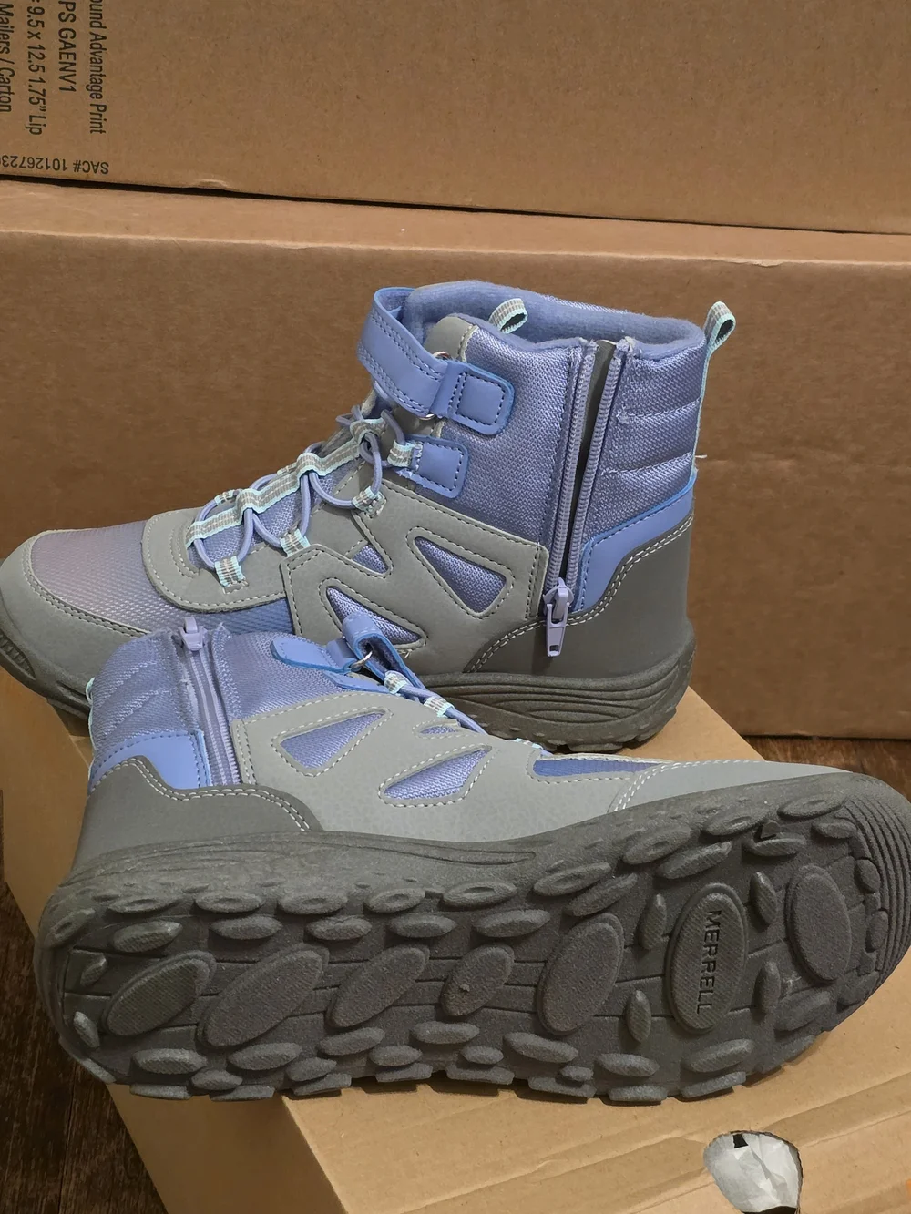 Merrell Kids Lavender and Gray Rain & Snow Boots